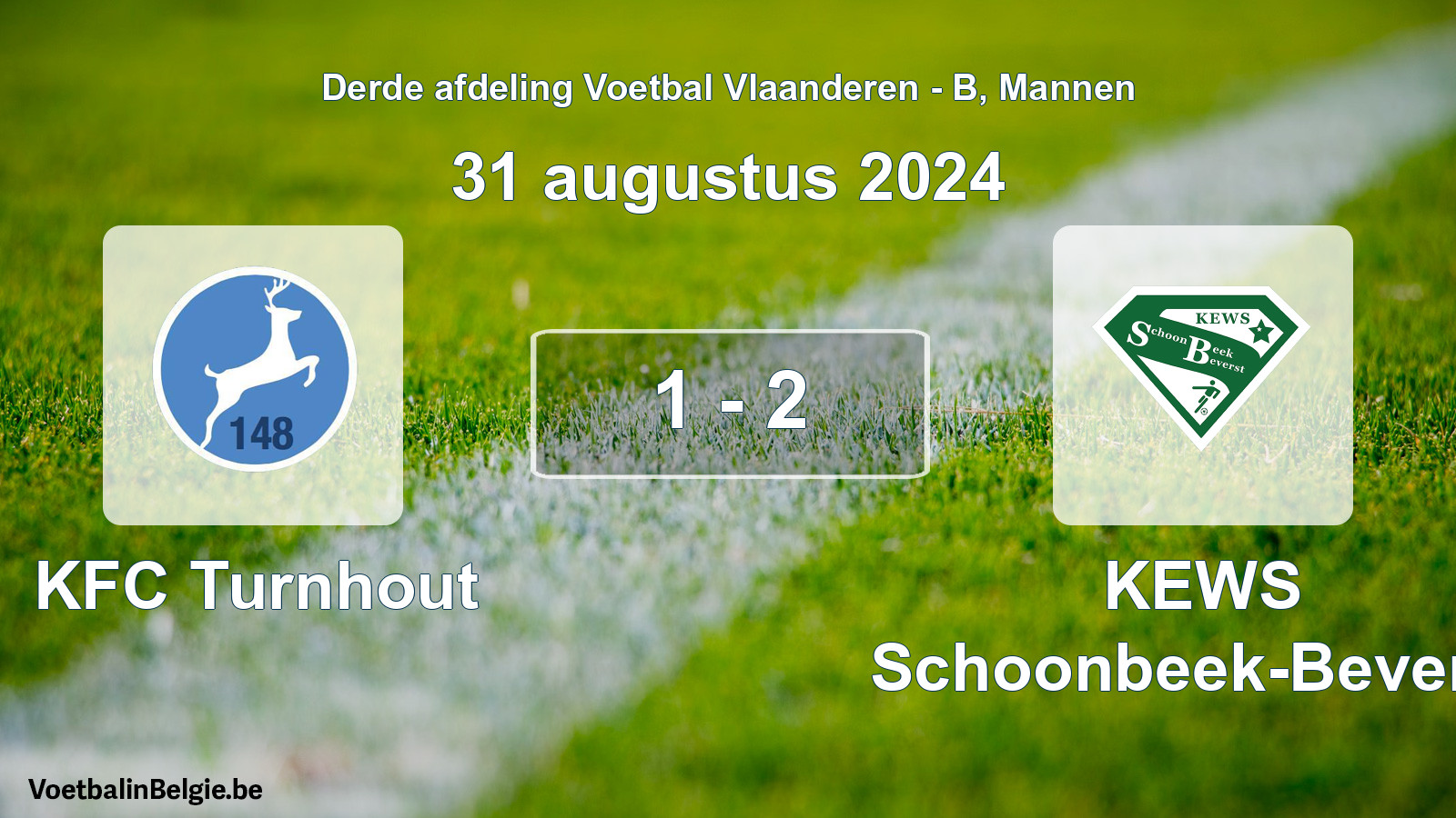 Gespeelde wedstrijd mannenvoetbal: KFC Turnhout - KEWS Schoonbeek-Beverst 1 - 2 (31 augustus 2024)