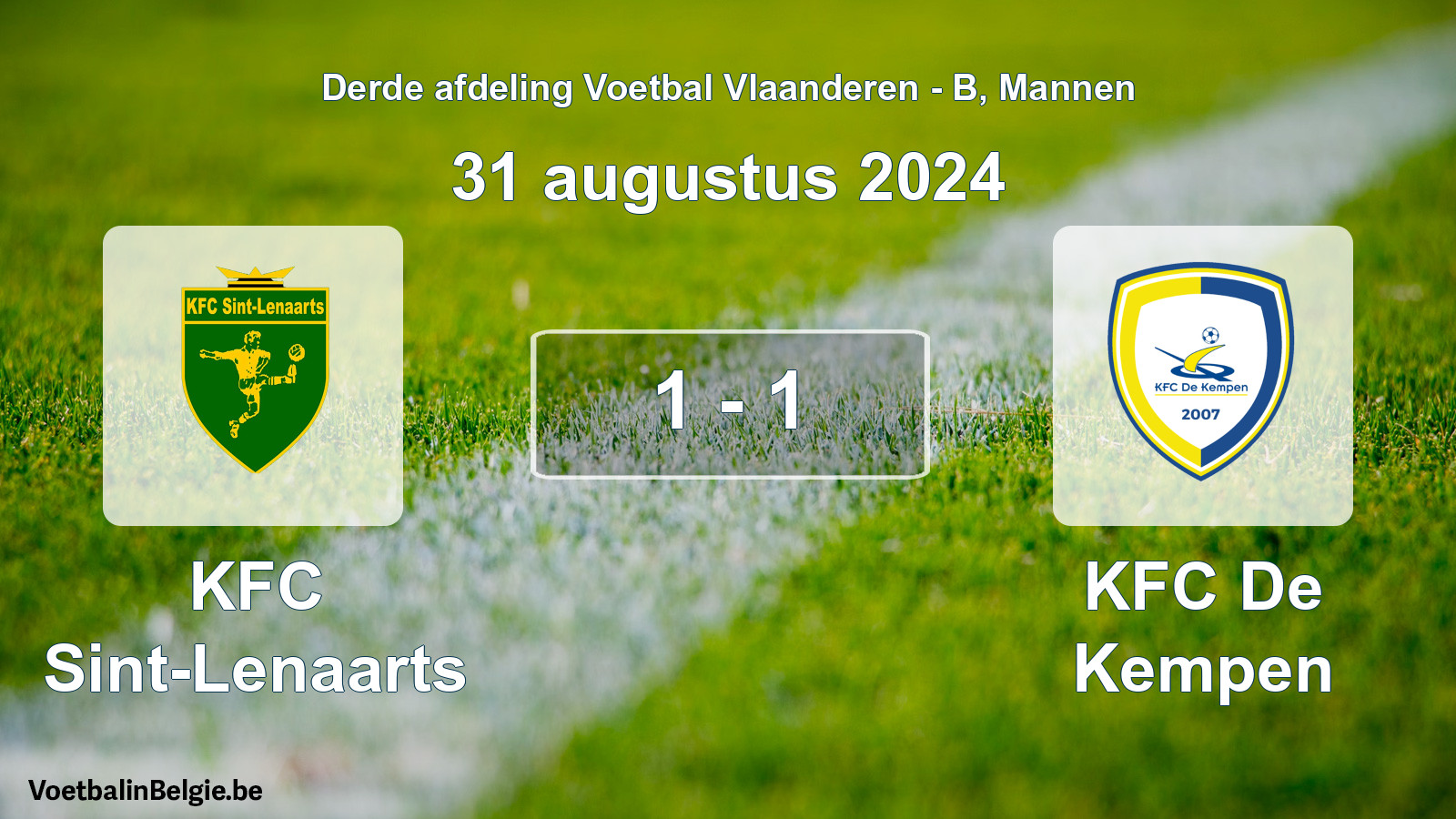 Gespeelde wedstrijd mannenvoetbal: KFC Sint-Lenaarts - KFC De Kempen 1 - 1 (31 augustus 2024)