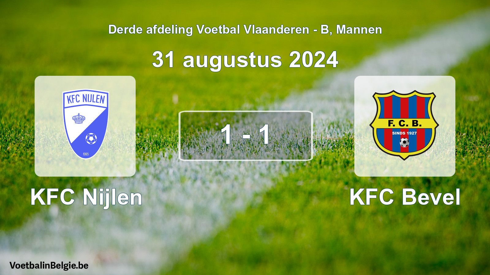 Gespeelde wedstrijd mannenvoetbal: KFC Nijlen - KFC Bevel 1 - 1 (31 augustus 2024)