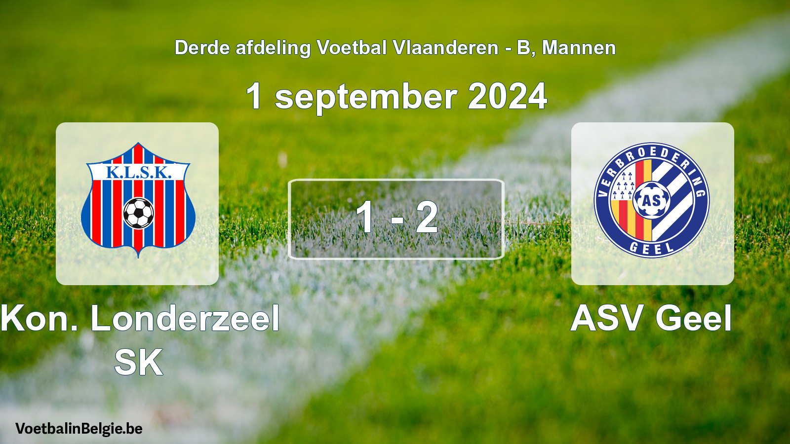 Gespeelde wedstrijd mannenvoetbal: Kon. Londerzeel SK - ASV Geel 1 - 2 (1 september 2024)