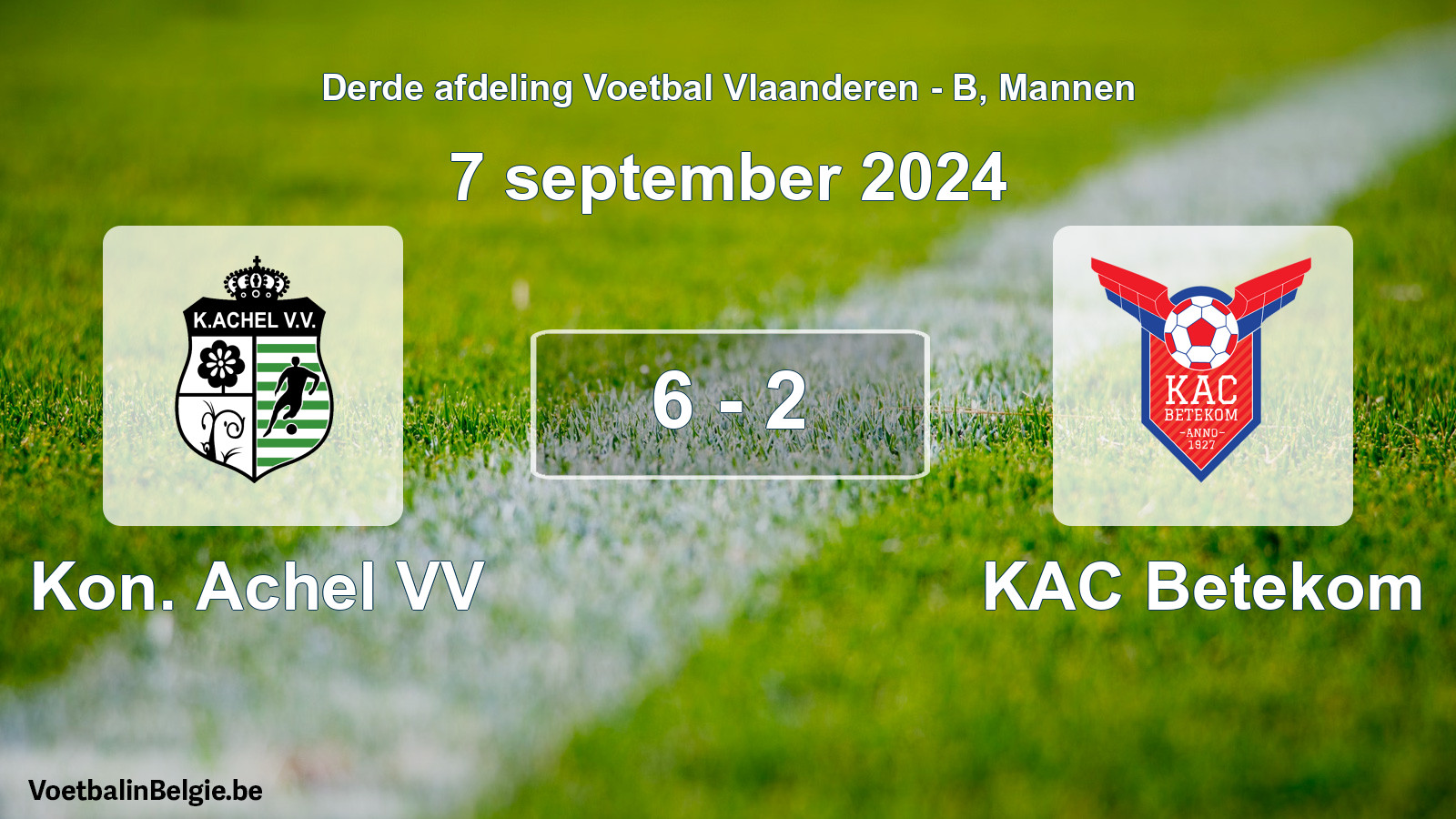 Gespeelde wedstrijd mannenvoetbal: Kon. Achel VV - KAC Betekom 6 - 2 (7 september 2024)