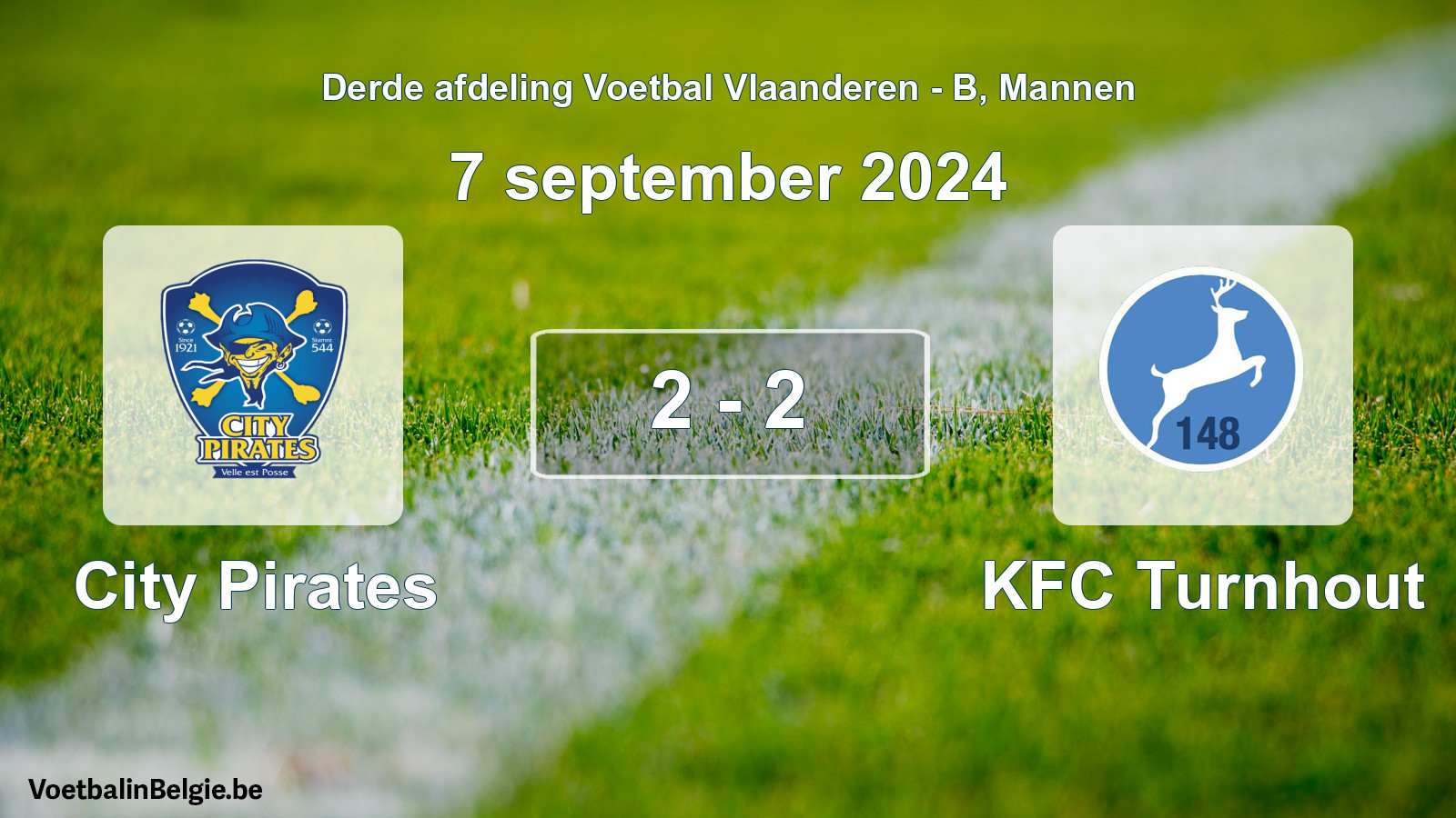 Gespeelde wedstrijd mannenvoetbal: City Pirates - KFC Turnhout 2 - 2 (7 september 2024)
