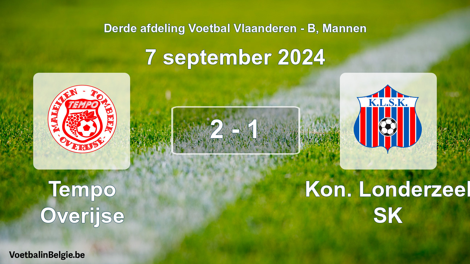 Gespeelde wedstrijd mannenvoetbal: Tempo Overijse - Kon. Londerzeel SK 2 - 1 (7 september 2024)