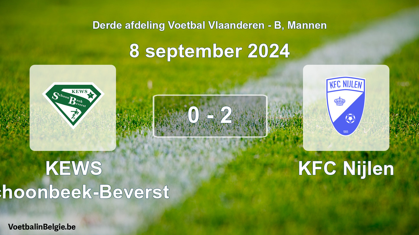 Gespeelde wedstrijd mannenvoetbal: KEWS Schoonbeek-Beverst - KFC Nijlen 0 - 2 (8 september 2024)