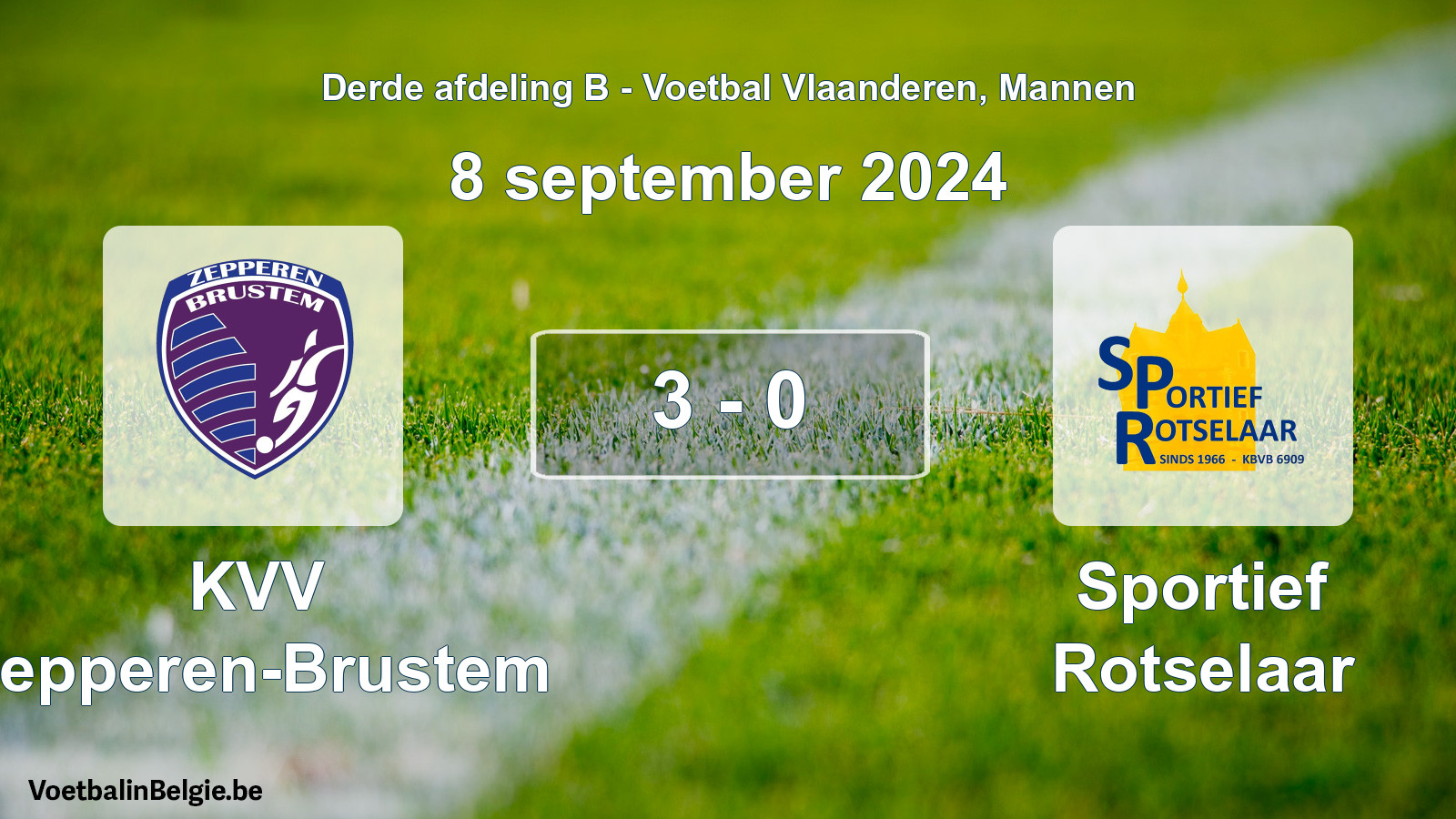 Played match men football: KVV Zepperen-Brustem - Sportief Rotselaar 3 - 0 (8 September 2024)