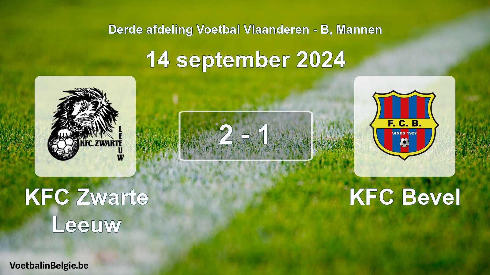 Gespeelde wedstrijd mannenvoetbal: KFC Zwarte Leeuw - KFC Bevel 2 - 1 (14 september 2024)