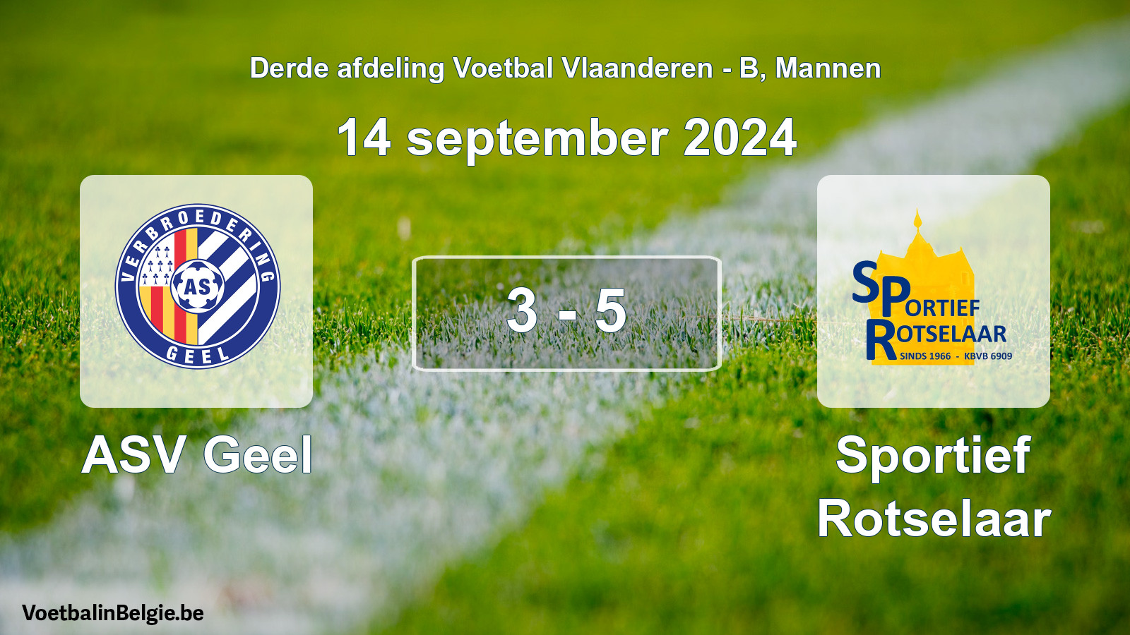 Gespeelde wedstrijd mannenvoetbal: ASV Geel - Sportief Rotselaar 3 - 5 (14 september 2024)