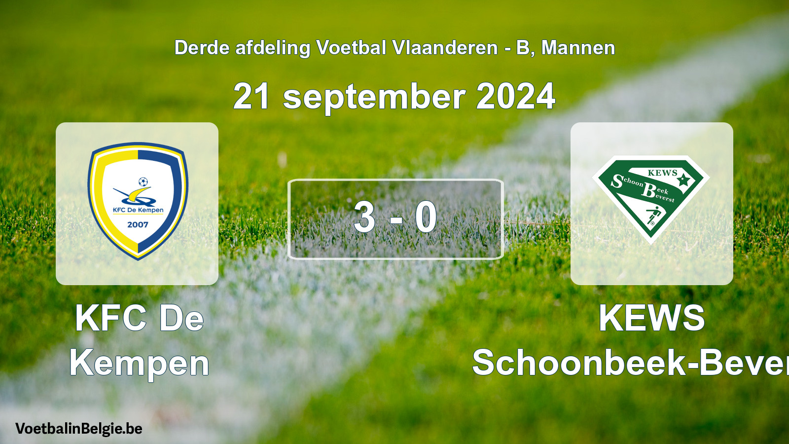 Gespeelde wedstrijd mannenvoetbal: KFC De Kempen - KEWS Schoonbeek-Beverst 3 - 0 (21 september 2024)