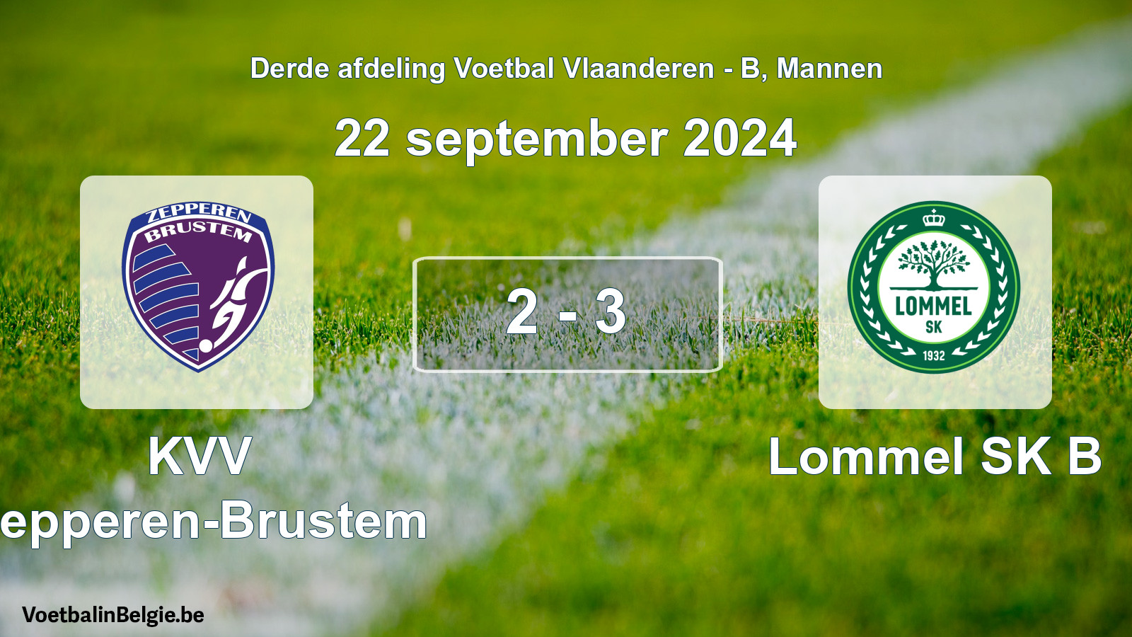 Gespeelde wedstrijd mannenvoetbal: KVV Zepperen-Brustem - Lommel SK B 2 - 3 (22 september 2024)