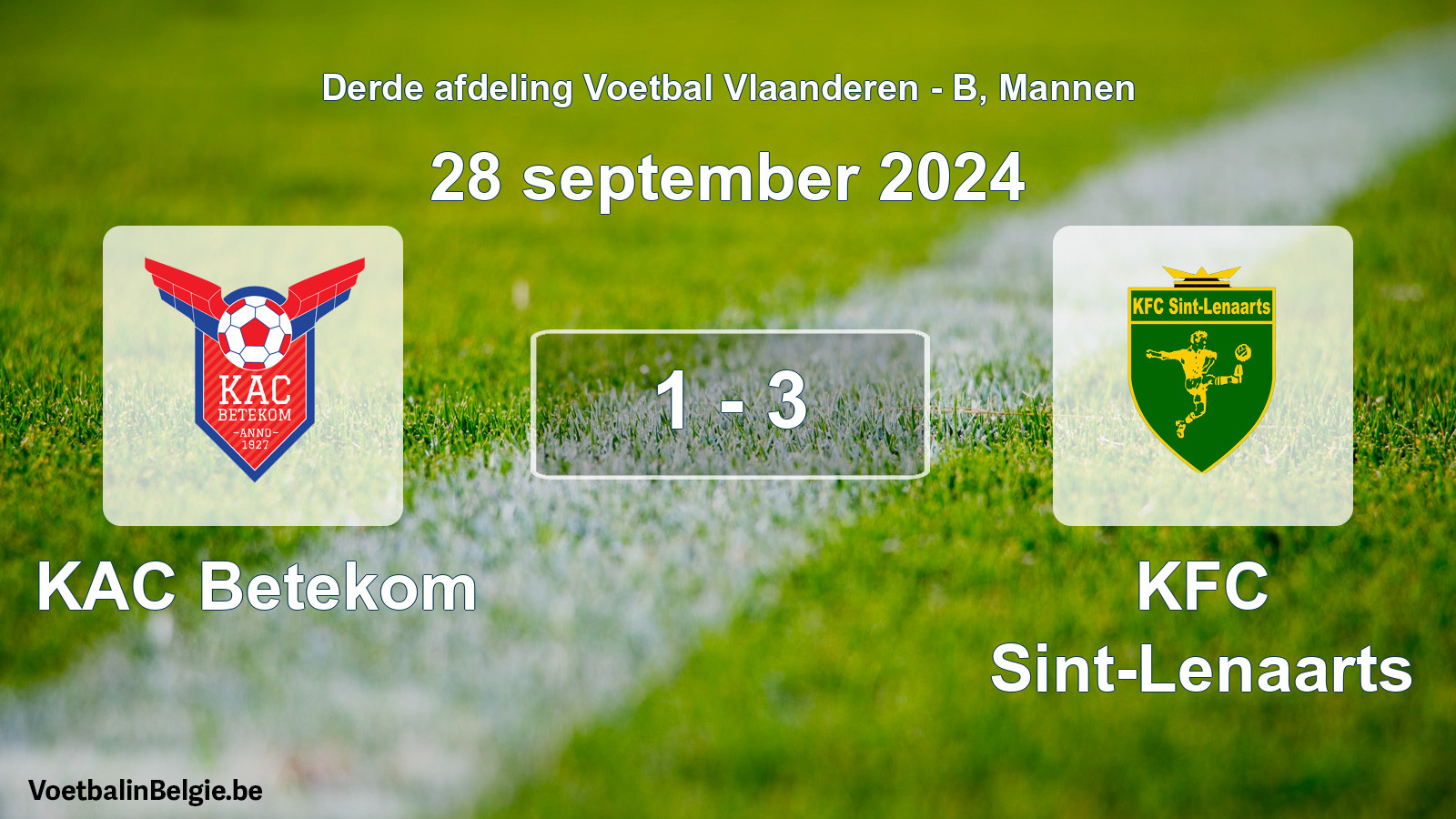 Gespeelde wedstrijd mannenvoetbal: KAC Betekom - KFC Sint-Lenaarts 1 - 3 (28 september 2024)
