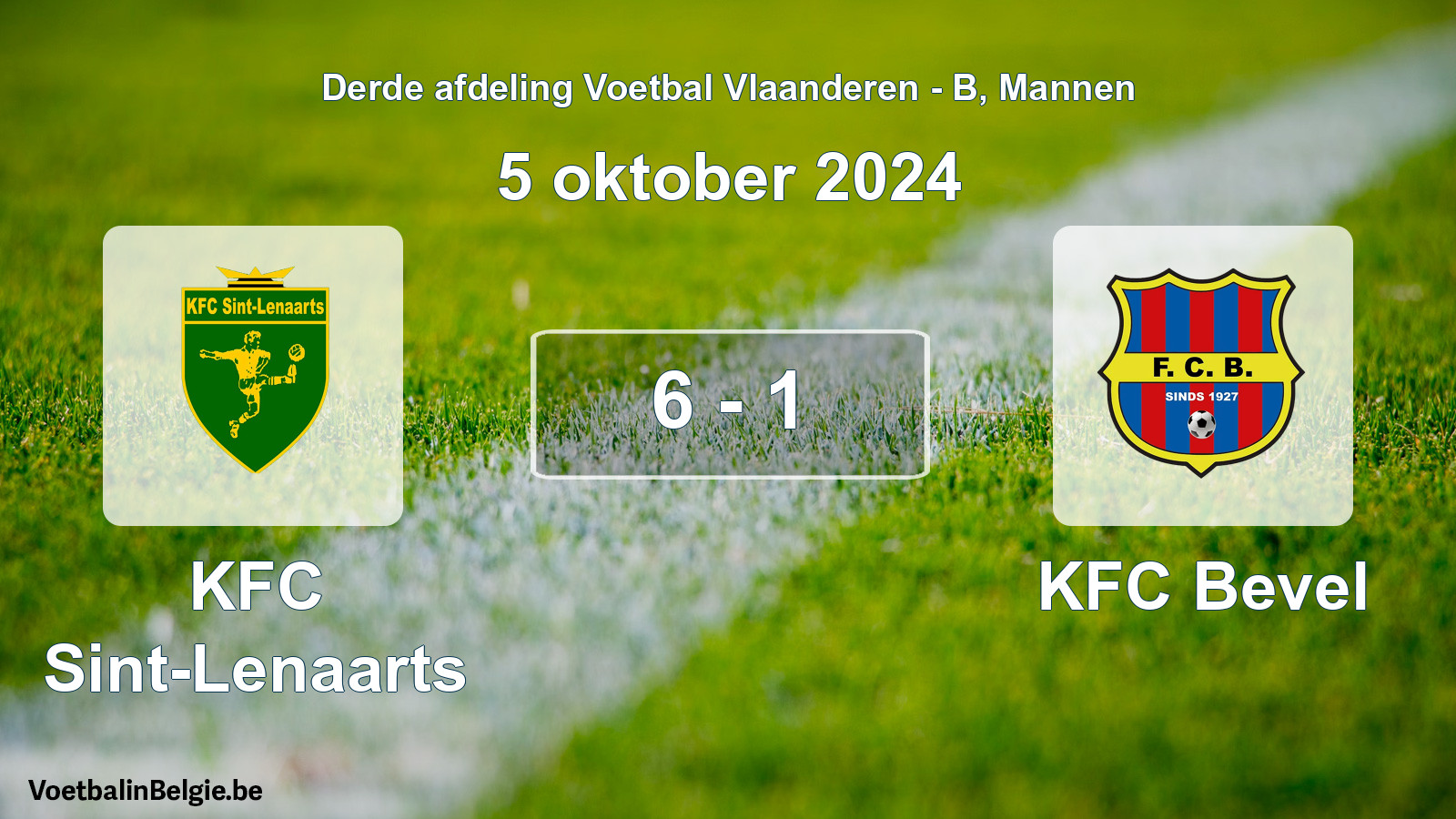 Gespeelde wedstrijd mannenvoetbal: KFC Sint-Lenaarts - KFC Bevel 6 - 1 (5 oktober 2024)
