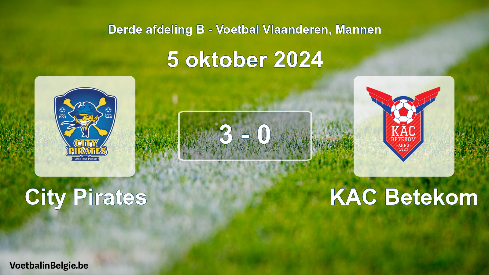 Gespieltes Spiel männer-Fußball: City Pirates - KAC Betekom 3 - 0 (5 Oktober 2024)