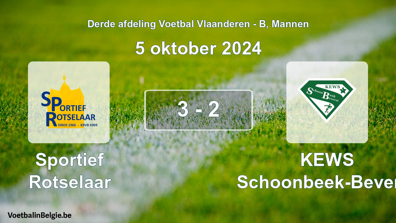 Gespeelde wedstrijd mannenvoetbal: Sportief Rotselaar - KEWS Schoonbeek-Beverst 3 - 2 (5 oktober 2024)
