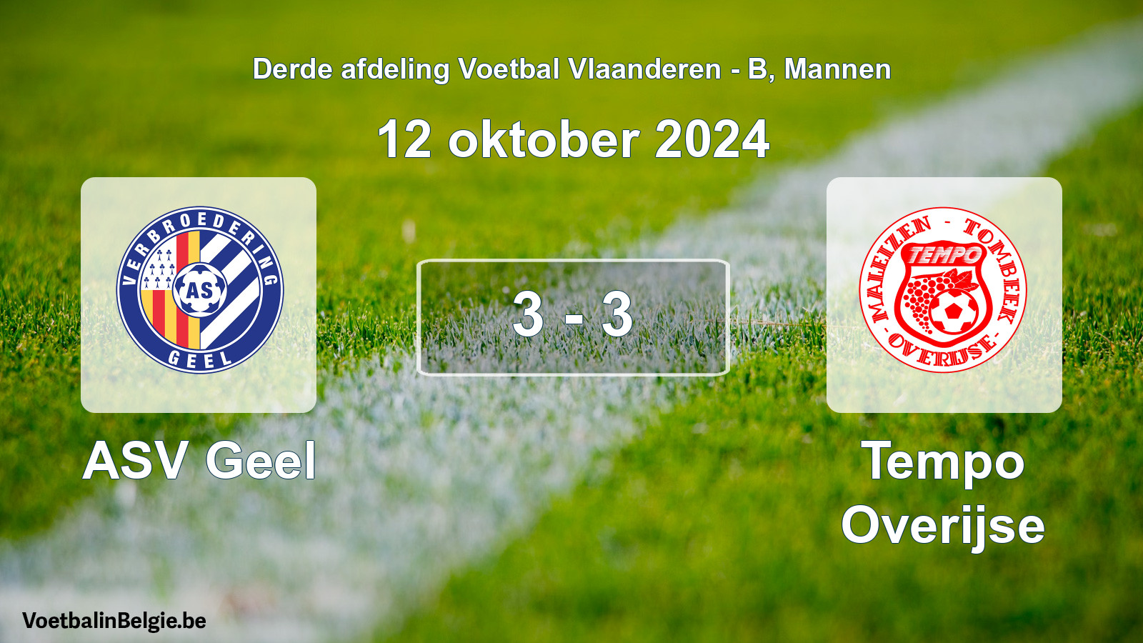 Gespeelde wedstrijd mannenvoetbal: ASV Geel - Tempo Overijse 3 - 3 (12 oktober 2024)
