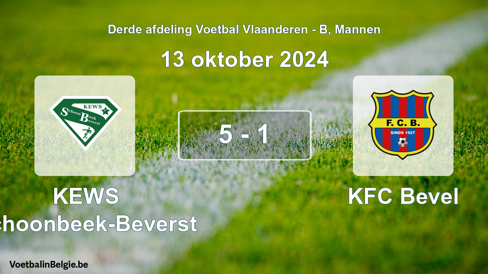 Gespeelde wedstrijd mannenvoetbal: KEWS Schoonbeek-Beverst - KFC Bevel 5 - 1 (13 oktober 2024)