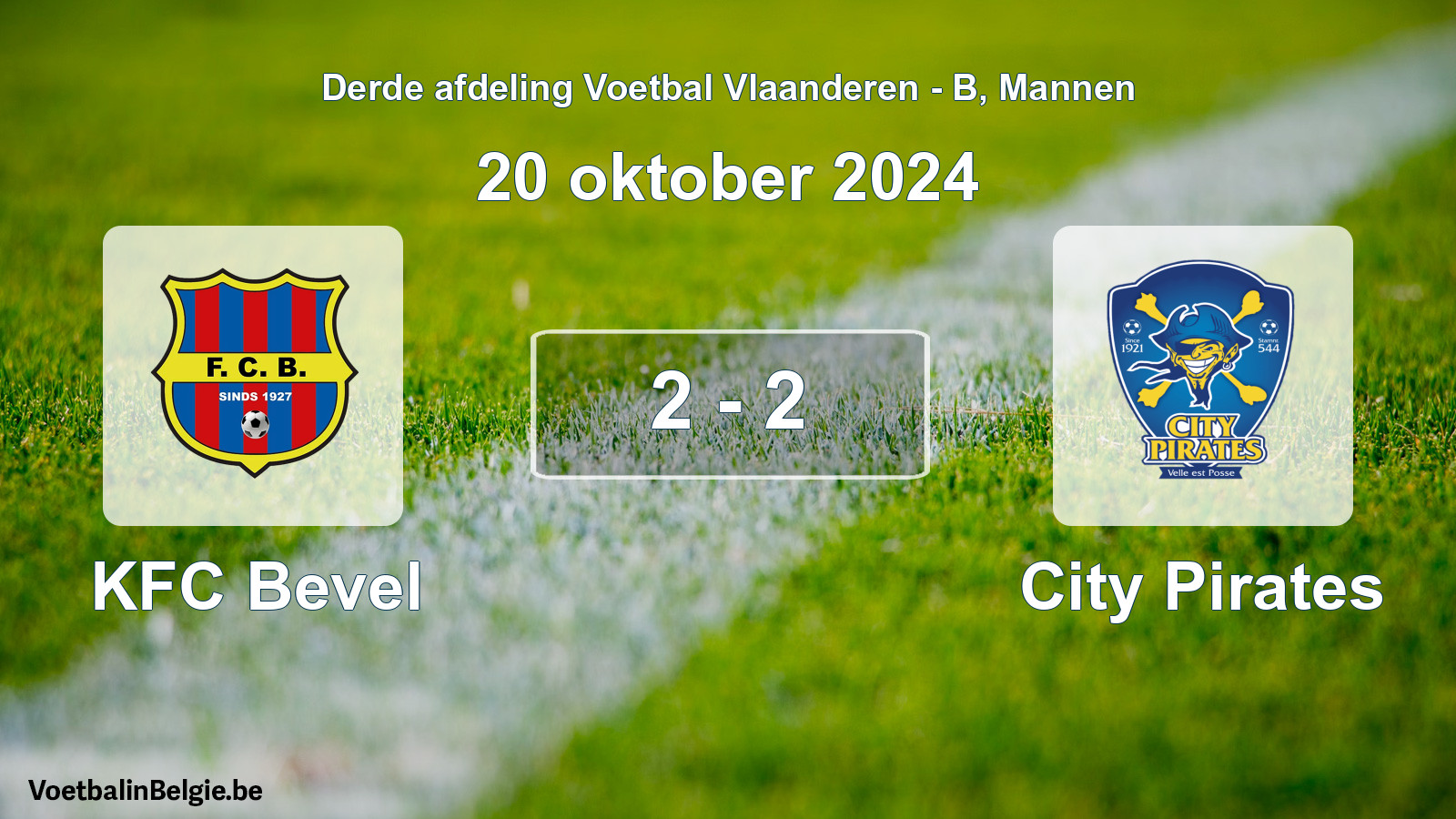 Gespeelde wedstrijd mannenvoetbal: KFC Bevel - City Pirates 2 - 2 (20 oktober 2024)