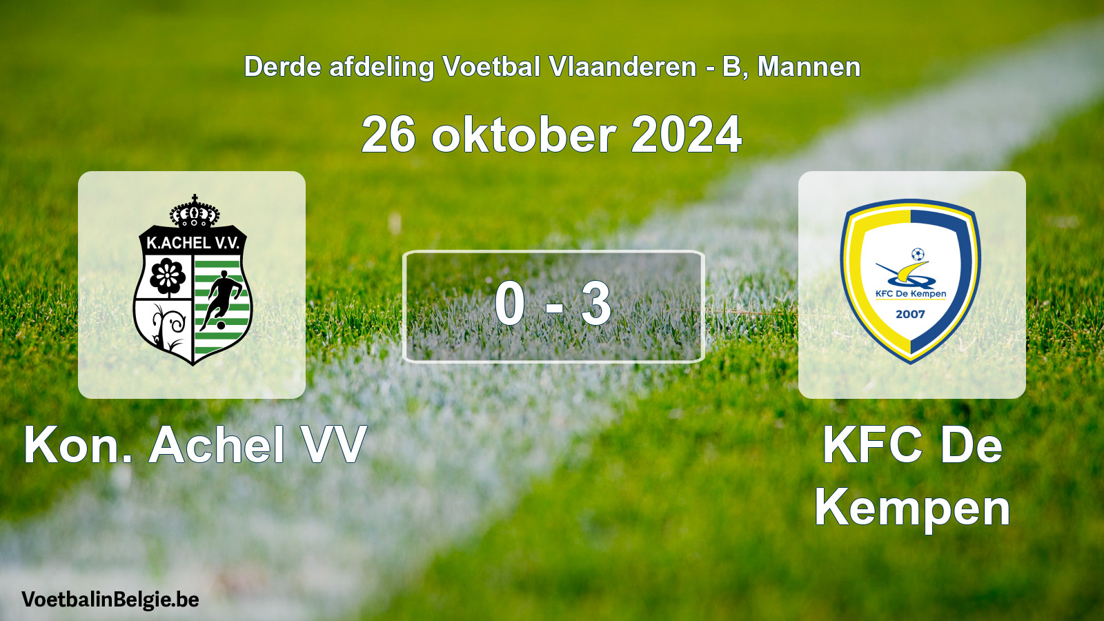 Gespeelde wedstrijd mannenvoetbal: Kon. Achel VV - KFC De Kempen 0 - 3 (26 oktober 2024)