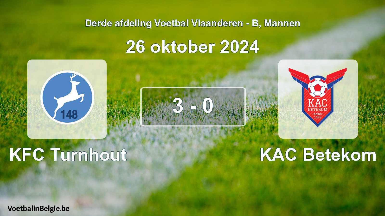 Gespeelde wedstrijd mannenvoetbal: KFC Turnhout - KAC Betekom 3 - 0 (26 oktober 2024)