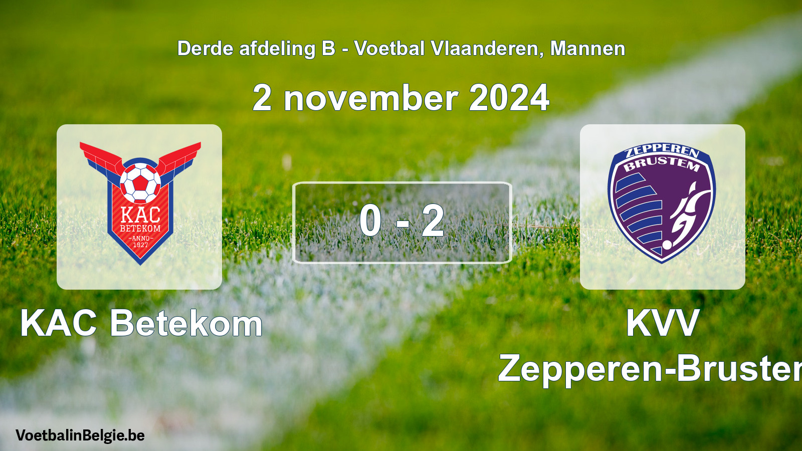 Gespieltes Spiel männer-Fußball: KAC Betekom - KVV Zepperen-Brustem 0 - 2 (2 November 2024)