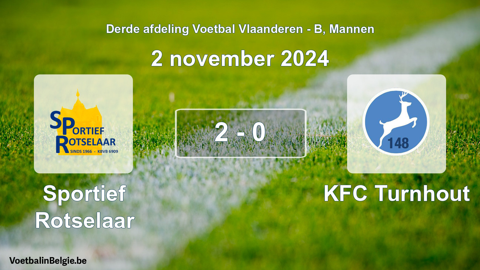 Gespeelde wedstrijd mannenvoetbal: Sportief Rotselaar - KFC Turnhout 2 - 0 (2 november 2024)
