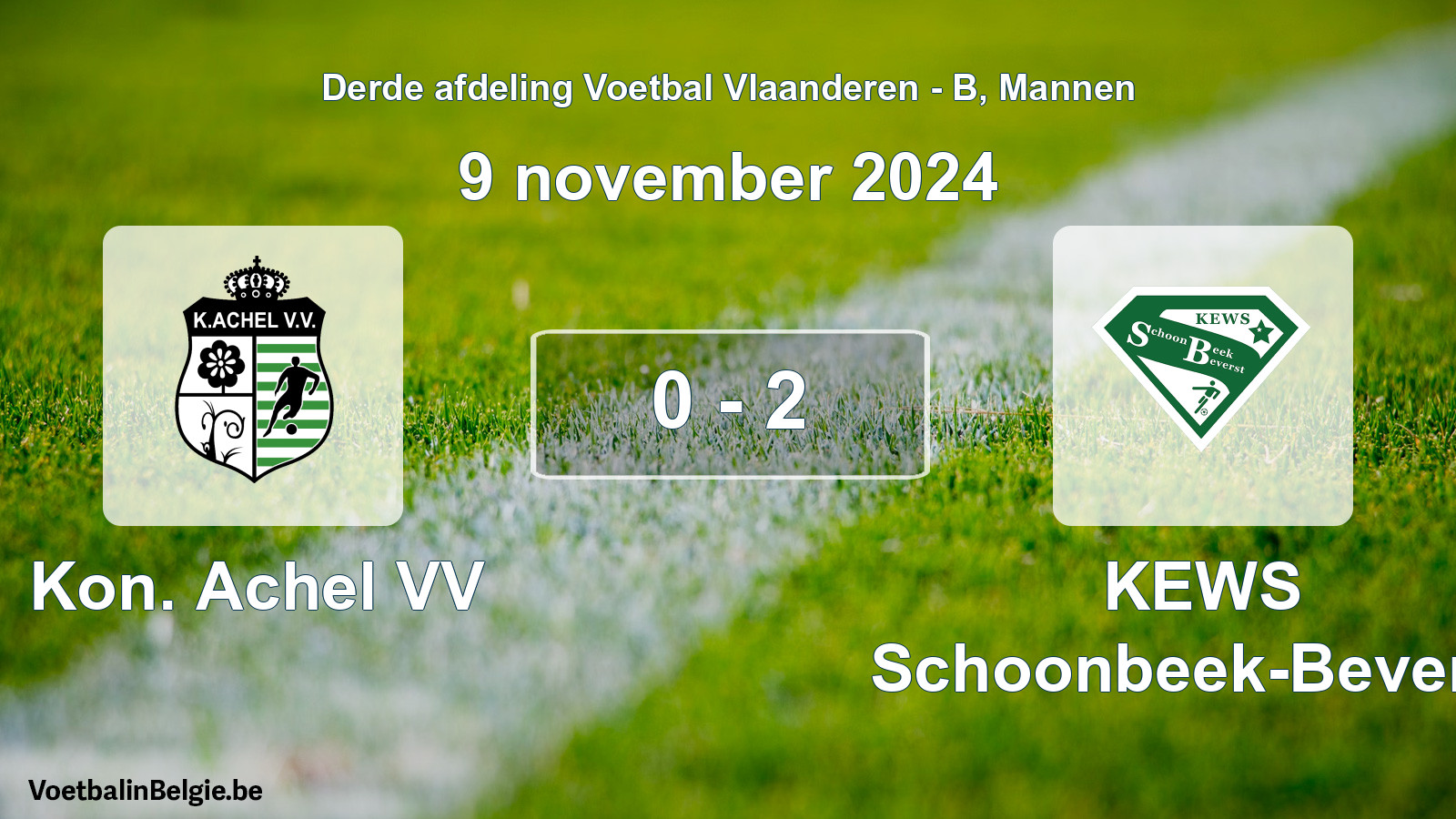 Gespeelde wedstrijd mannenvoetbal: Kon. Achel VV - KEWS Schoonbeek-Beverst 0 - 2 (9 november 2024)