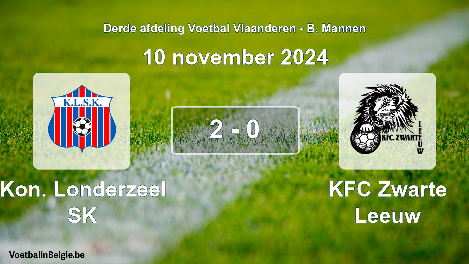 Gespeelde wedstrijd mannenvoetbal: Kon. Londerzeel SK - KFC Zwarte Leeuw 2 - 0 (10 november 2024)