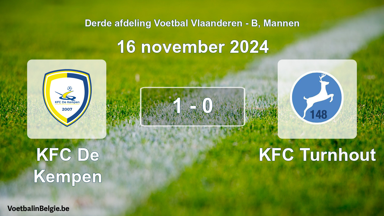 Gespeelde wedstrijd mannenvoetbal: KFC De Kempen - KFC Turnhout 1 - 0 (16 november 2024)