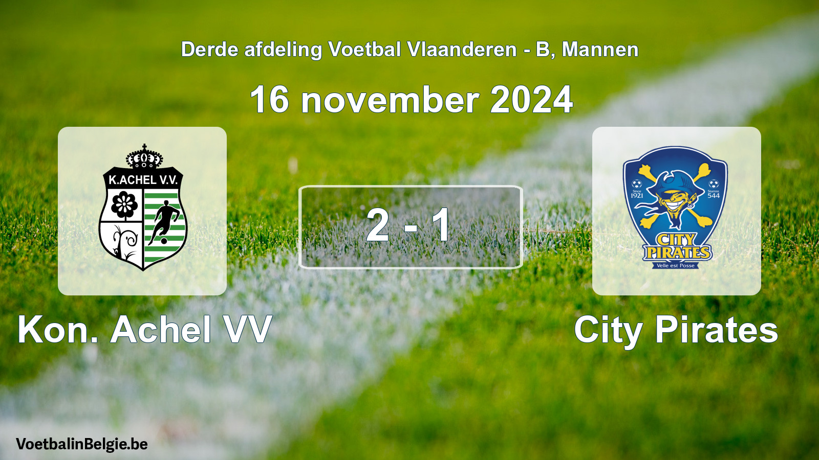 Gespeelde wedstrijd mannenvoetbal: Kon. Achel VV - City Pirates 2 - 1 (16 november 2024)