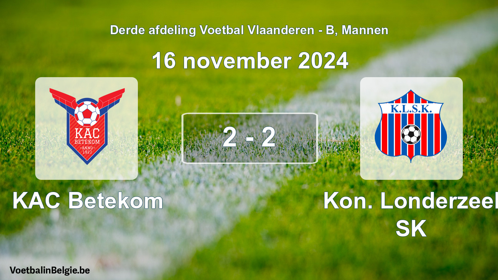 Gespeelde wedstrijd mannenvoetbal: KAC Betekom - Kon. Londerzeel SK 2 - 2 (16 november 2024)