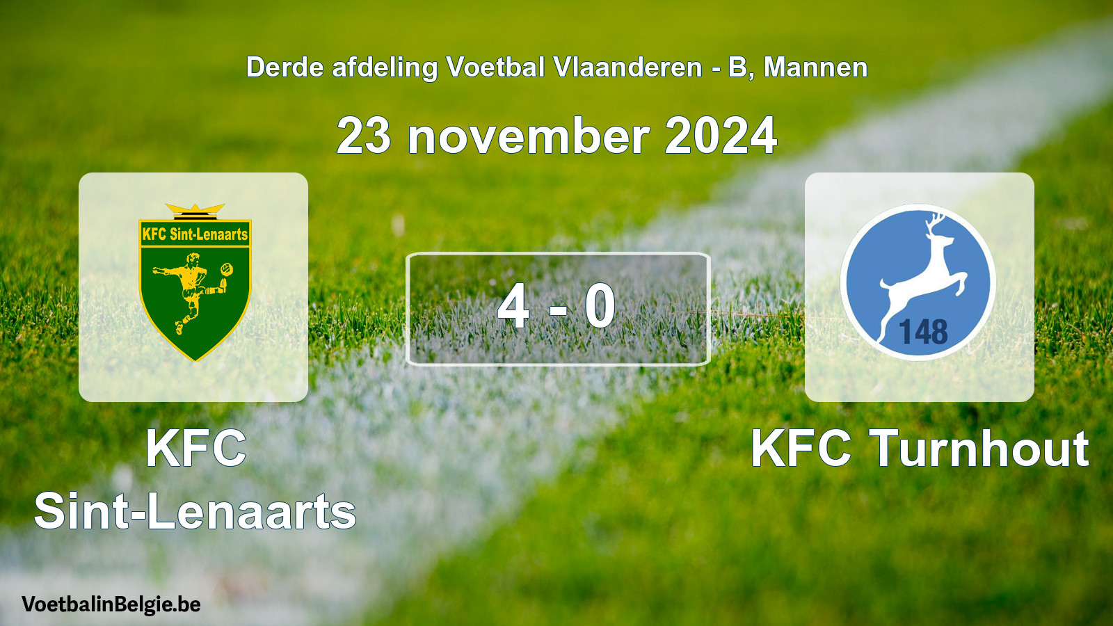 Gespeelde wedstrijd mannenvoetbal: KFC Sint-Lenaarts - KFC Turnhout 4 - 0 (23 november 2024)