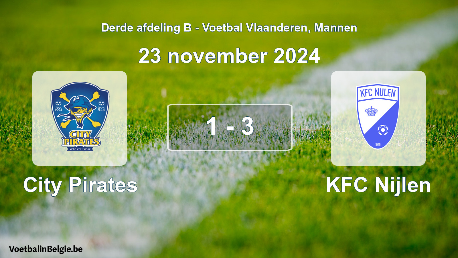 Played match men football: City Pirates - KFC Nijlen 1 - 3 (23 November 2024)