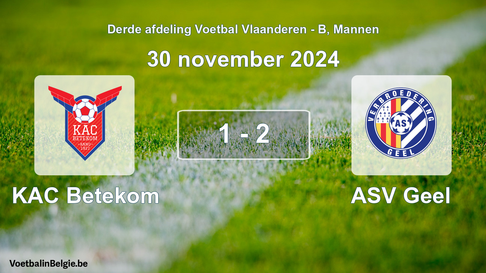 Gespeelde wedstrijd mannenvoetbal: KAC Betekom - ASV Geel 1 - 2 (30 november 2024)