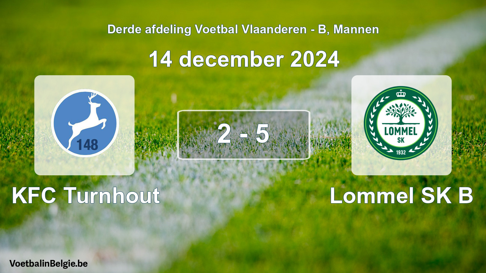 Gespeelde wedstrijd mannenvoetbal: KFC Turnhout - Lommel SK B 2 - 5 (14 december 2024)