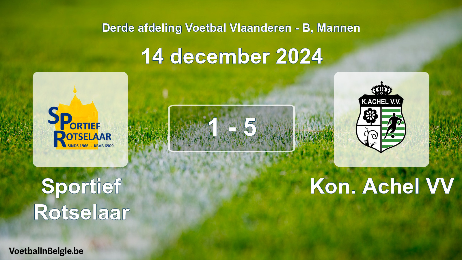 Gespeelde wedstrijd mannenvoetbal: Sportief Rotselaar - Kon. Achel VV 1 - 5 (14 december 2024)