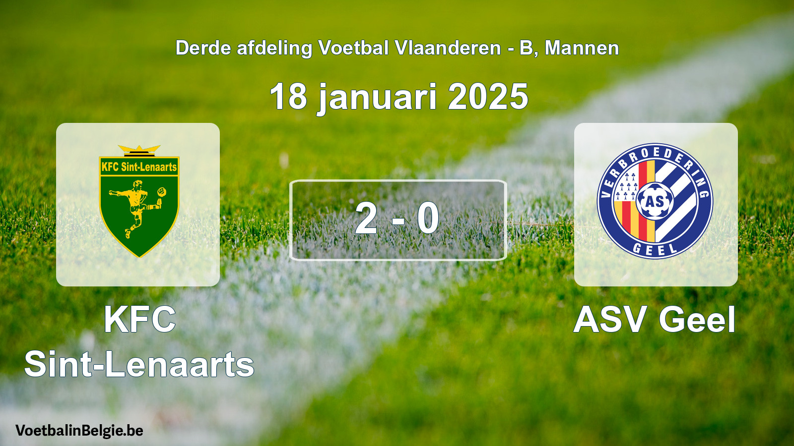 Gespeelde wedstrijd mannenvoetbal: KFC Sint-Lenaarts - ASV Geel 2 - 0 (18 januari 2025)