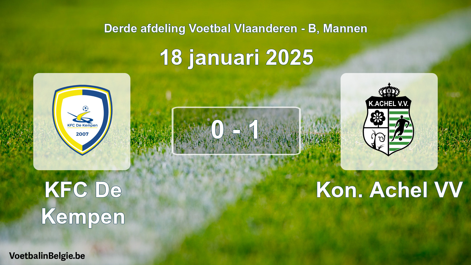 Gespeelde wedstrijd mannenvoetbal: KFC De Kempen - Kon. Achel VV 0 - 1 (18 januari 2025)