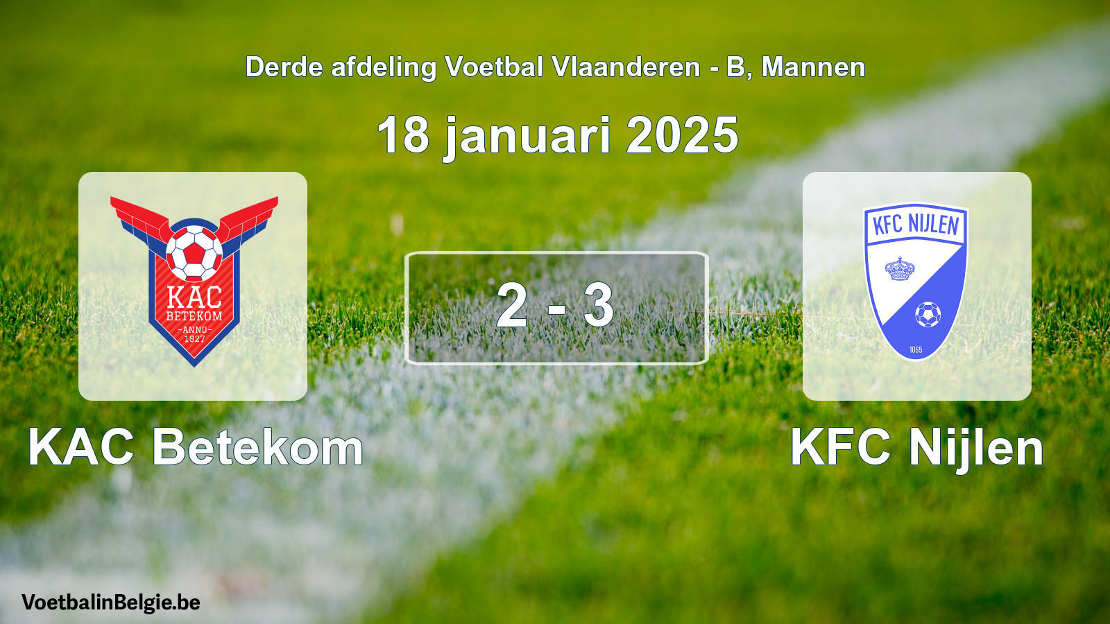 Gespeelde wedstrijd mannenvoetbal: KAC Betekom - KFC Nijlen 2 - 3 (18 januari 2025)