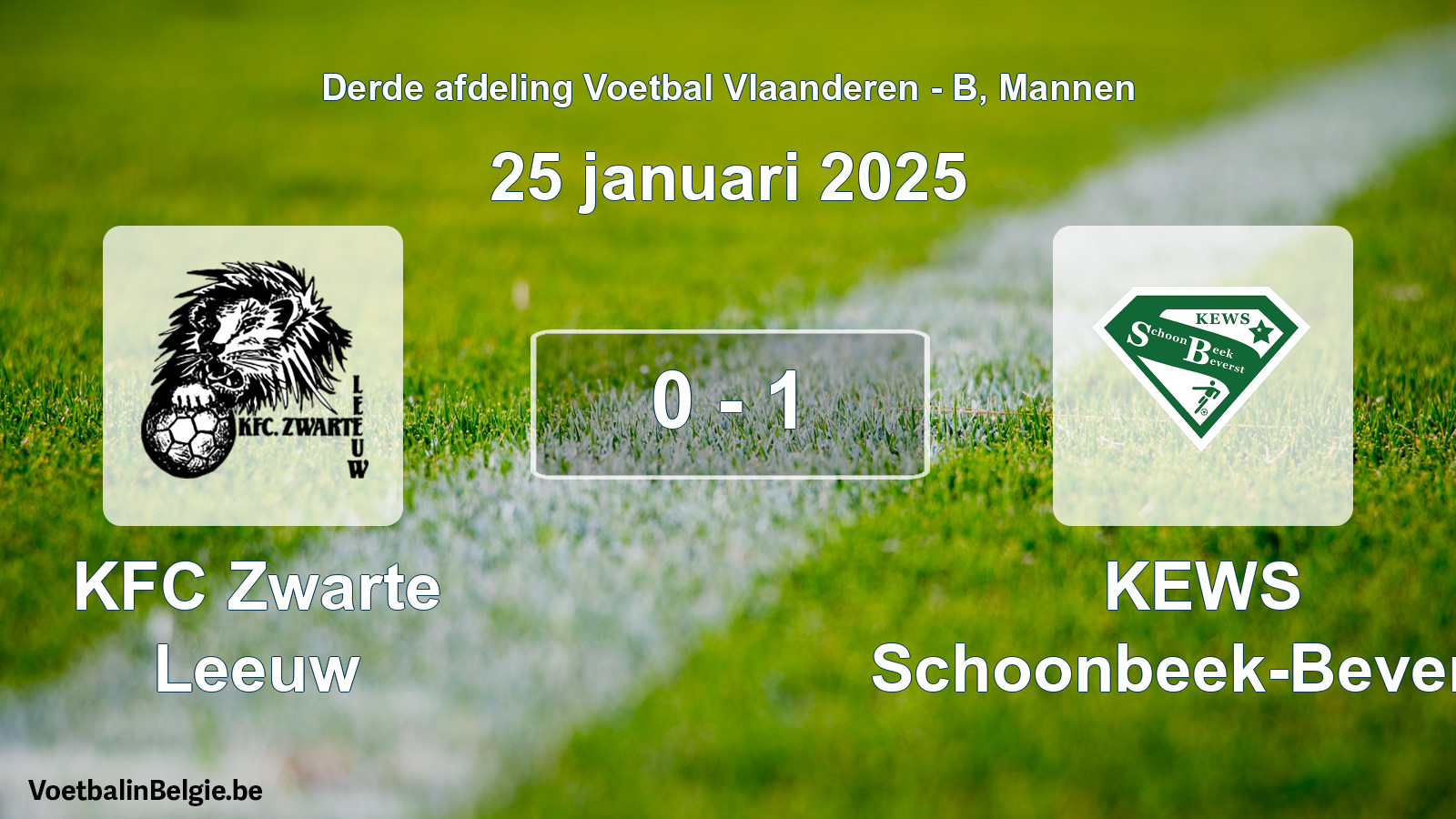 Gespeelde wedstrijd mannenvoetbal: KFC Zwarte Leeuw - KEWS Schoonbeek-Beverst 0 - 1 (25 januari 2025)