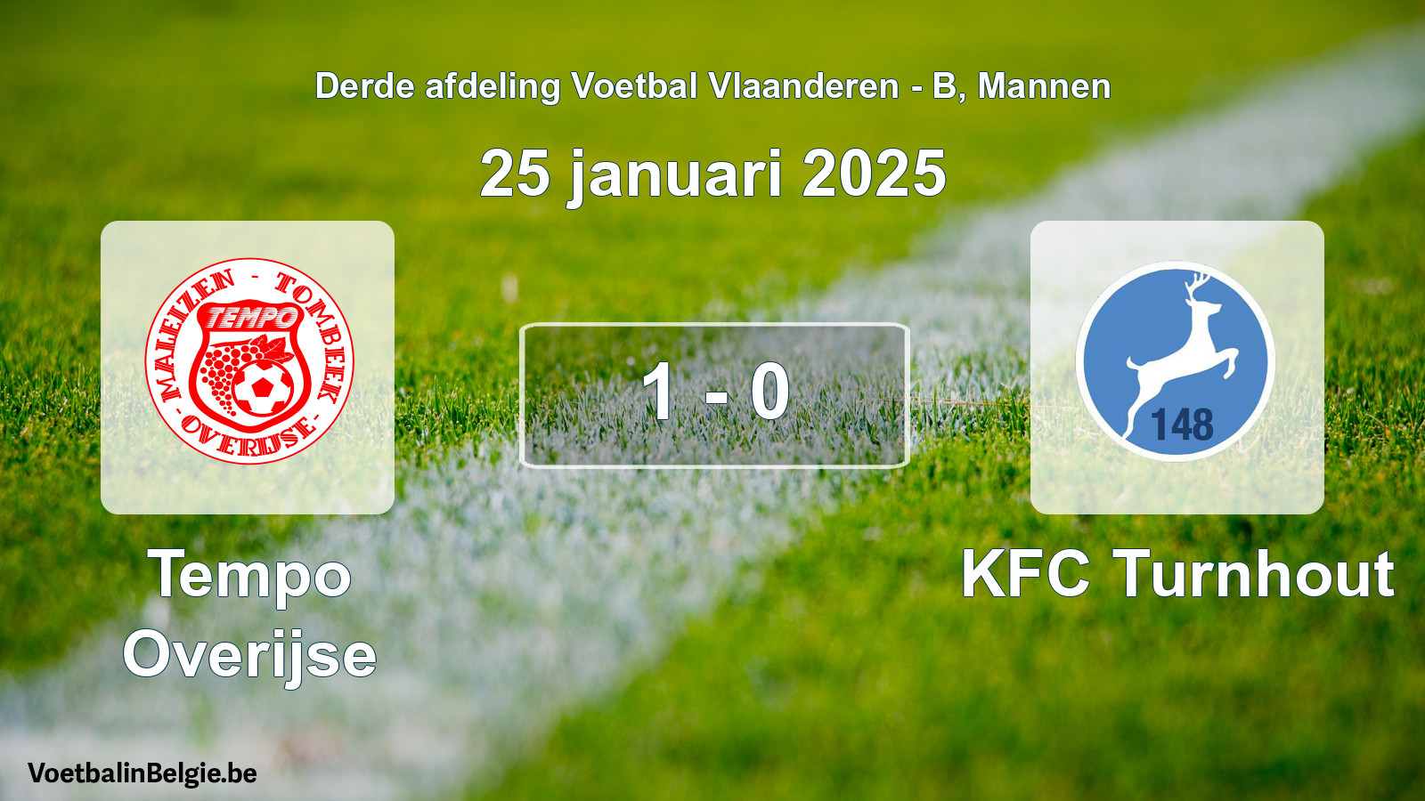 Gespeelde wedstrijd mannenvoetbal: Tempo Overijse - KFC Turnhout 1 - 0 (25 januari 2025)