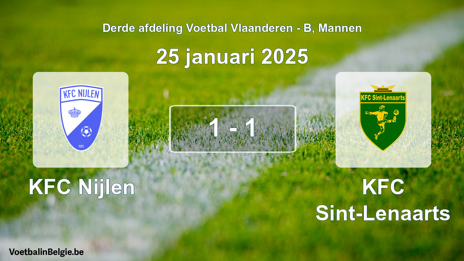 Gespeelde wedstrijd mannenvoetbal: KFC Nijlen - KFC Sint-Lenaarts 1 - 1 (25 januari 2025)