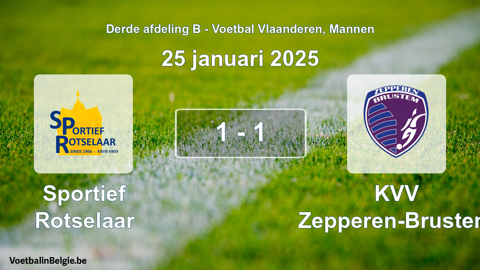 Gespieltes Spiel männer-Fußball: Sportief Rotselaar - KVV Zepperen-Brustem 1 - 1 (25 Januar 2025)