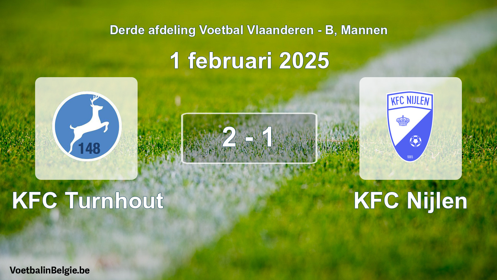 Gespeelde wedstrijd mannenvoetbal: KFC Turnhout - KFC Nijlen 2 - 1 (1 februari 2025)