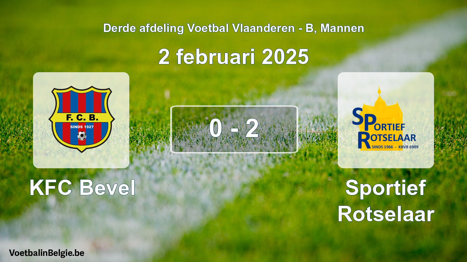 Gespeelde wedstrijd mannenvoetbal: KFC Bevel - Sportief Rotselaar 0 - 2 (2 februari 2025)