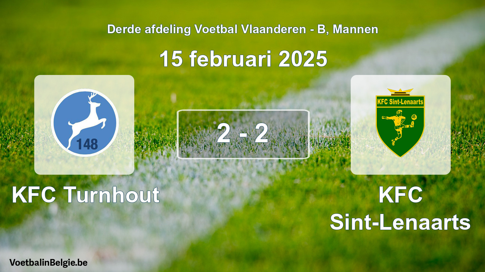 Gespeelde wedstrijd mannenvoetbal: KFC Turnhout - KFC Sint-Lenaarts 2 - 2 (15 februari 2025)