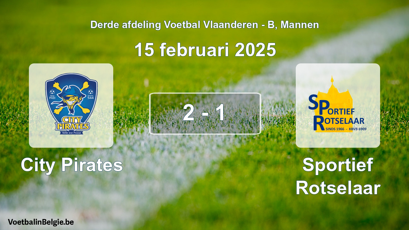Gespeelde wedstrijd mannenvoetbal: City Pirates - Sportief Rotselaar 2 - 1 (15 februari 2025)