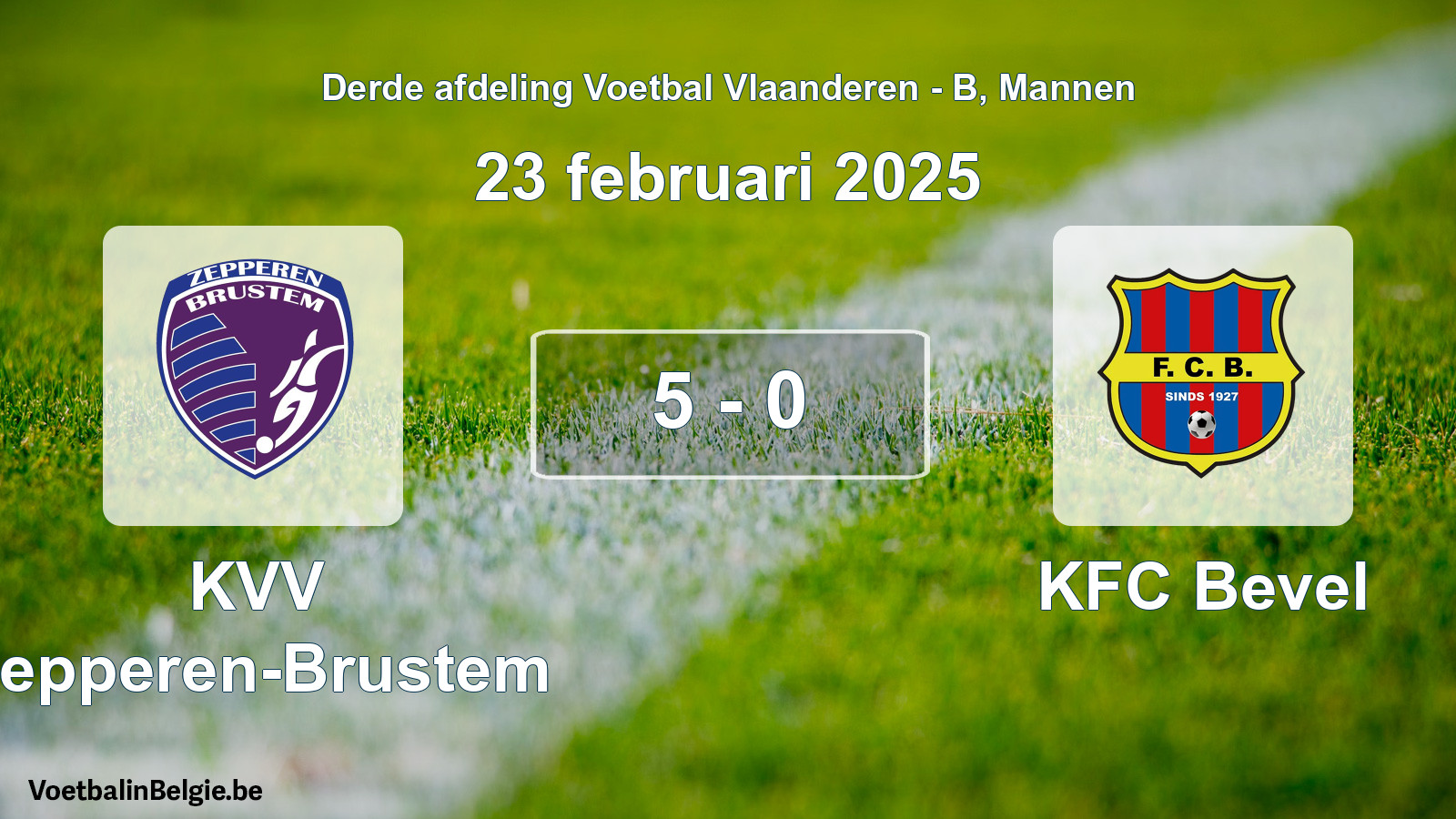 Gespeelde wedstrijd mannenvoetbal: KVV Zepperen-Brustem - KFC Bevel 5 - 0 (23 februari 2025)
