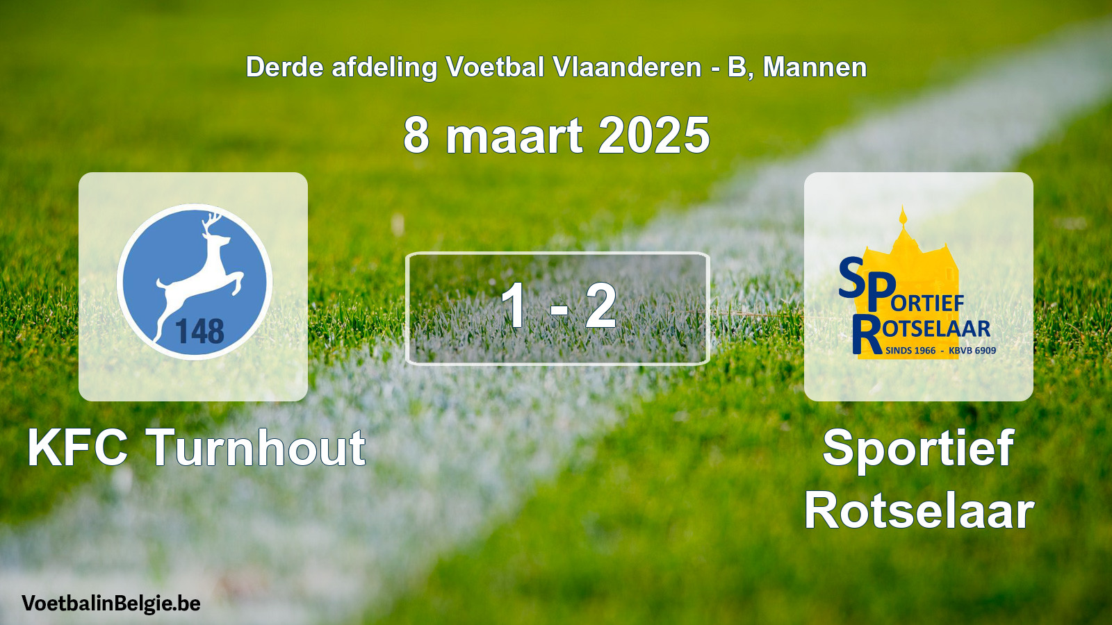 Gespeelde wedstrijd mannenvoetbal: KFC Turnhout - Sportief Rotselaar 1 - 2 (8 maart 2025)