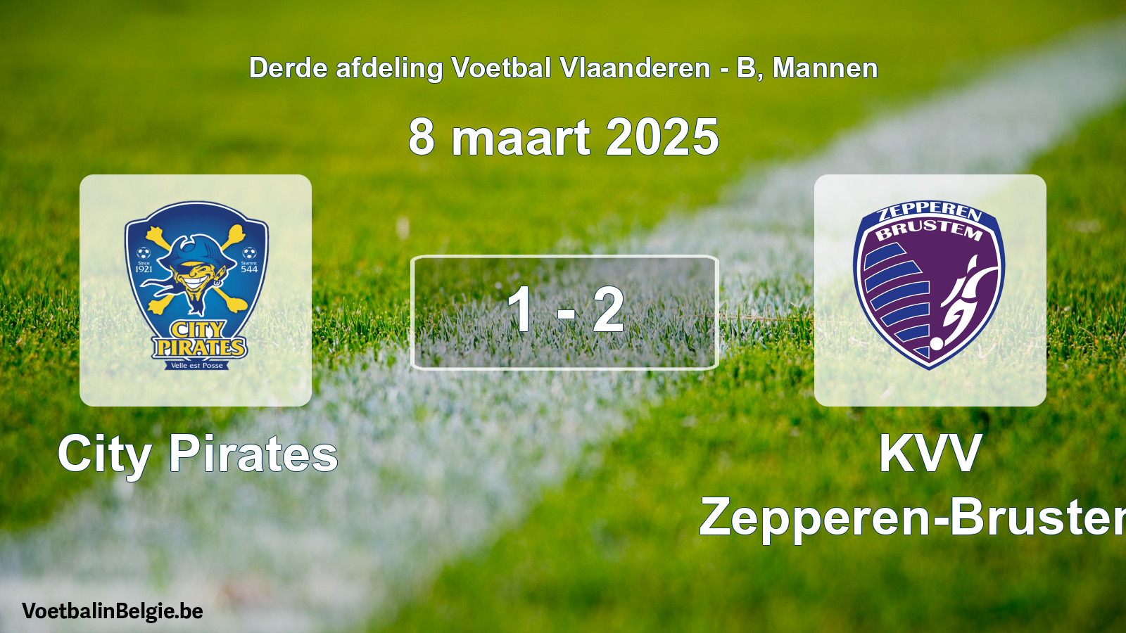 Gespeelde wedstrijd mannenvoetbal: City Pirates - KVV Zepperen-Brustem 1 - 2 (8 maart 2025)