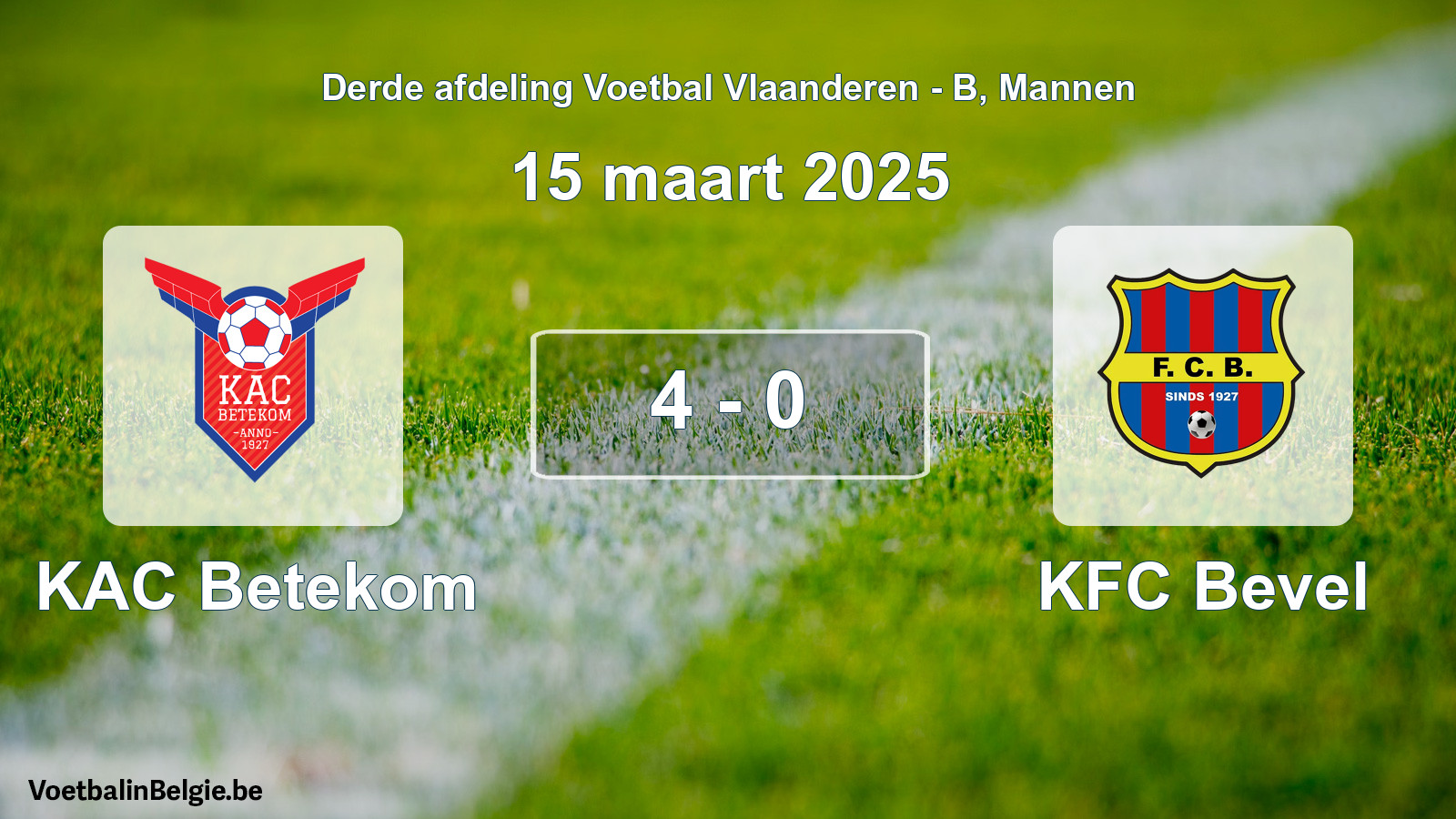 Gespeelde wedstrijd mannenvoetbal: KAC Betekom - KFC Bevel 4 - 0 (15 maart 2025)