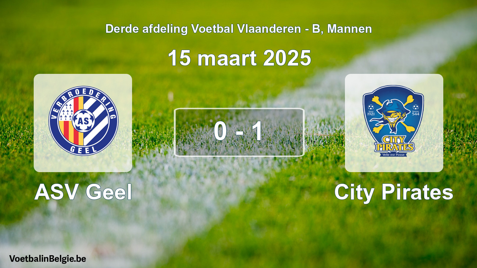 Gespeelde wedstrijd mannenvoetbal: ASV Geel - City Pirates 0 - 1 (15 maart 2025)